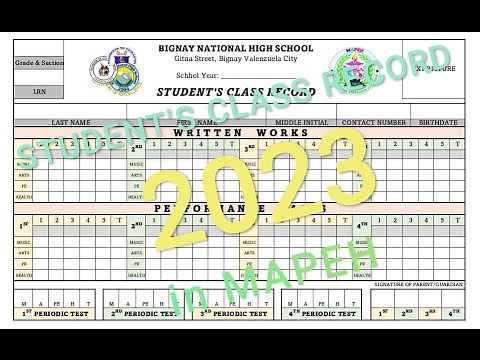 How to Use and Print 5x8 Index Card Size of STUDENT'S CLASS RECORD in MAPEH (SY 2023-2024)