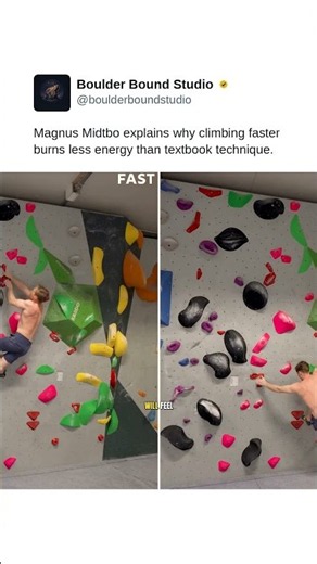 Magnus Midtbo explains why climbing faster burns less energy than textbook technique.
