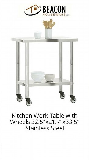 Kitchen Work Table with Wheels 32.5"X21.7"X33.5" Stainless Steel