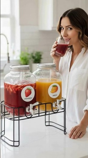 ✅ 1 Gallon Glass Drink Dispensers With Stand 💙 #drinkdispenser #beverage #partyessentials #party