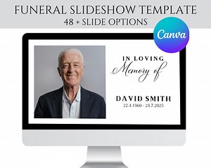 Elegant Funeral Slideshow Template for Man: Celebration of Life Video (canva Editable, Digital Download - Etsy