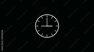 Clock icon and 24 hours day fast Clock timer rotation 360 UHD Animation. Round Clock Time running backwards.