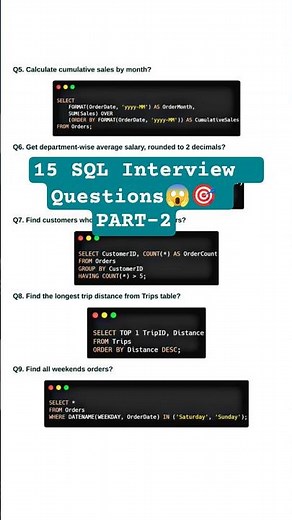 15 SQL Interview Questions Part-2 #sql #sqlquestions #sqltutorial #part2 #interview