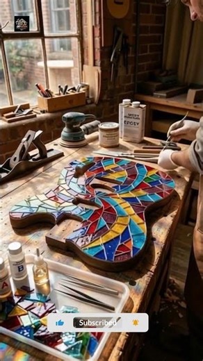 Amazing Colorful Broken Glass Epoxy Guitar Build From Scratch | #shorts #viral #guitar