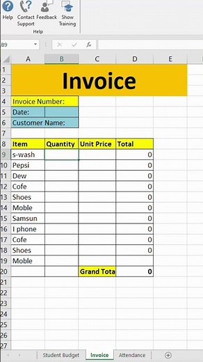 How To Create Simple Invoice In Excel 🔥 #invoice #excel #shorts