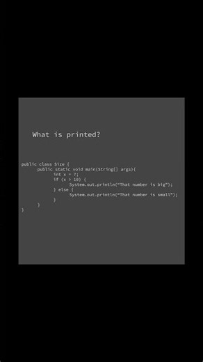What is printed? 💚 | #computerscience #coding #programming #java #learntocode #print #if #school