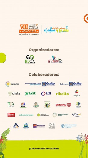 📣 ¡Atención! Del 26 al 29 de noviembre nos vemos en #Nono para disfrutar del Festival del Chocó Andino 2025. Música, ferias, gastronomía, actividades y más. 🌿 ¡No te lo pierdas! #ChocóAndino2025 #DondeNaceElAguaYLaVida #Nono #RedDeJovenesDelChocóAndino #ChocóAndino | Red de Jóvenes del Chocó Andino