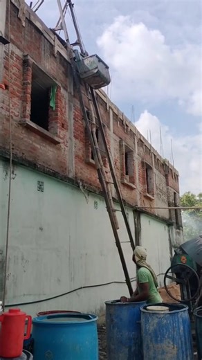 Ladder lift for roof construction#construction equipment.