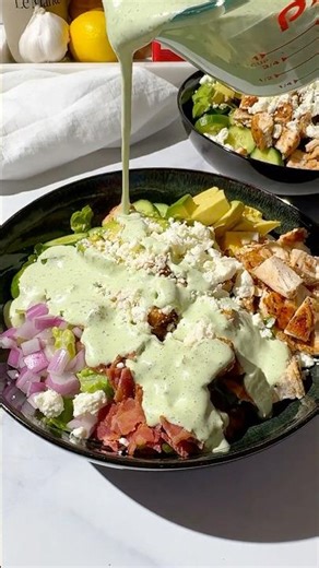 Chicken Cobb Salad with Jalapeño Ranch Dressing #keto #highprotein #lowcarb #salad #healthyfood