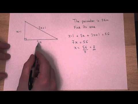Algebra and Triangles : solving equations linked to perimeter and area