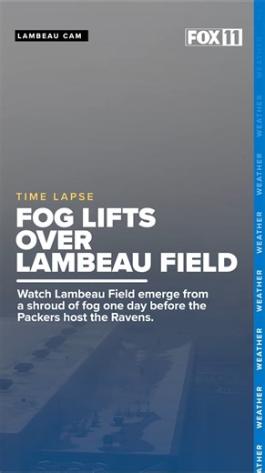 WLUK FOX 11 NEWS on Instagram: "Check out this time-lapse video of fog lifting over Lambeau Field. A day after Christmas and a day before the Green Bay Packers are set to host the Baltimore Ravens for the final home game of the 2025 regular season, overnight rains gave way to a foggy morning in Northeast Wisconsin. Visit the link in @wlukfox11’s bio to see the live view from FOX 11's Lambeau Cam."