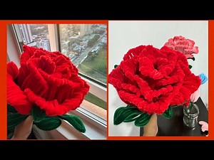 Diy Pipe Cleaner Flowers: How to Make a giant rose with Pipe Cleaners | handmade flowers