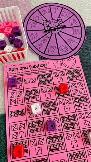 Kindergarten • Math on Instagram: "Spin and Subitize Valentine Teens! For the 🔗 comment: SPIN #kindergarten #maths #firstgrade"