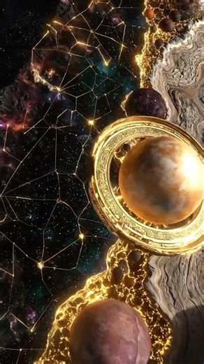 💫🔱 Golden River of Planets 4K #shorts #abstract