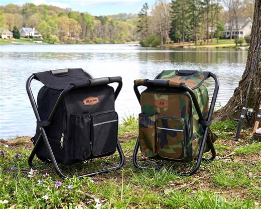 Personalized Cooler Chair Embroidery Backpack, Custom Outdoor Lover Gift, Fishing Gifts for Men - Etsy