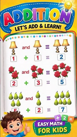 Learn Addition with Pictures | Easy Math for Kids ➕🍐🌹#gkguru #addition