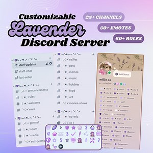 Lavender Discord Server | for Streaming, Gaming, Socializing | INSTANT Download | Simplistic, Aesthetic, Coquette | FREE Emotes Included - Etsy