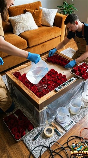 🌹 Epoxy Rose Coffee Table Transformation #epoxyresin , epoxy resin table #youtubeshorts #resinart