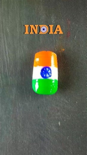 Easy Indian Flag Drawing On Nail 💅 #shorts