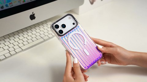 ORNARTO for iPhone 17 Pro Max Case 6.9", Flat Surface Gradient Stripe Back Design, Compatible with MagSafe, Shockproof Slim Protective Phone Cover - Laser Pink