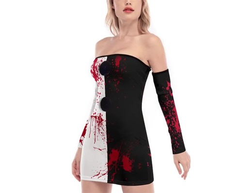 Terrifying Evil Clown Babe Bodycon Dress, Haunted House Red Dripping Horror Movie Art Halloween Costume Mini Tube Dress and Sleeves - Etsy
