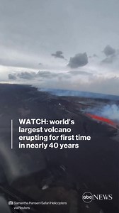 26K views · 809 reactions | Hawaii's Mauna Loa, the world's largest active volcano, has begun erupting for the first time since 1984, ending its longest quiet period in recorded history. https://abcn.ws/3u5OFmC | ABC News | Facebook