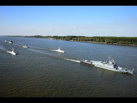 The Danube Fleet - Romanian river monitors conduct live fire exercise