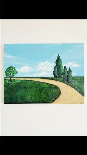 Easy acrylic painting for beginners #painting #beginnerarttips #acrylicscenery #art #fyp #lesson