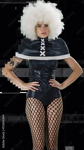 female disco dancer in vertical format