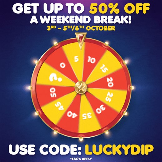 SAVE UP to 50% on a weekend escape with our LUCKYDIP discount code!* 💸 How does this work? 👇 📆 Select 3rd- 5th/6th October as your short break ⛺ Choose your accommodation 💸 Enter code LUCKYDIP into the discount code box ❓ Your mystery discount will be revealed 🎉 Enjoy your Crealy great stay Click here to unlock your discount 🔓 crealy.co.uk/short-breaks Discount code valid until Monday 29th September *Discount only valid on 3rd - 5th/6th October weekend break. Full T&C's apply. | Crealy The