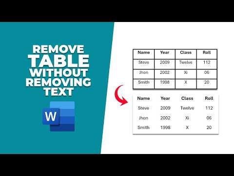 How to remove a table without removing text in word