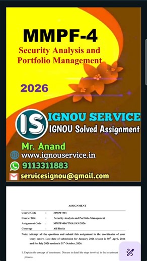 MMPF-4 Solved Assignment 2026 for January 2026 and July 2026 sessions #ignou #ignouassignment #ignousolvedassignment #ignou2026 #ignouservice | IGNOU Service