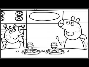 Peppa Pig at the Kitchen Coloring Book Pages Art Colours For Kids with Colored Markers