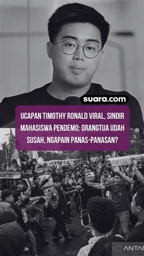 Timothy Ronald kembali memicu kontroversi. Setelah sebelumnya sempat membuat heboh karena menyebut orang yang rajin nge-gym sebagai “goblok,” kini pengusaha muda berusia 24 tahun itu kembali menuai kritik tajam usai komentarnya soal aksi demonstrasi mahasiswa viral di media sosial. #timothyronald #demo #mahasiswa | Suaradotcom
