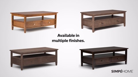 Simpli Home Warm Shaker 48 in. Wide Rectangle Solid Wood Coffee Table in Fog Grey AXWSH01-FOG