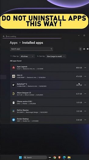How to Uninstall Apps Professionally in Windows 11 | #shorts #windows11