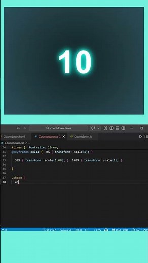 10 Second Countdown Timer Using HTML CSS JavaScript 🔥#shorts #coding #uidesignlearning #webdesign