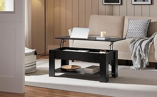 Yaheetech Wooden Coffee Table, Lift Top Coffee Table with Large Hidden Storage Shelf