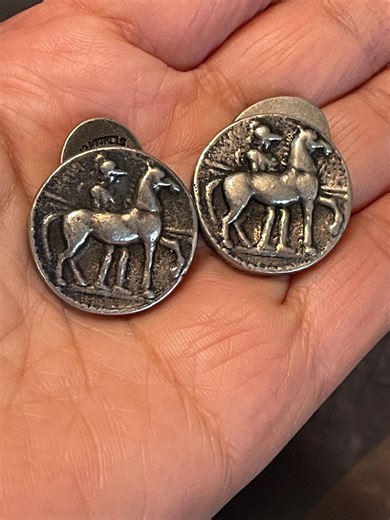 Pair of Sterling Silver Horse and Rider Cufflinks by Michael Hill - Etsy