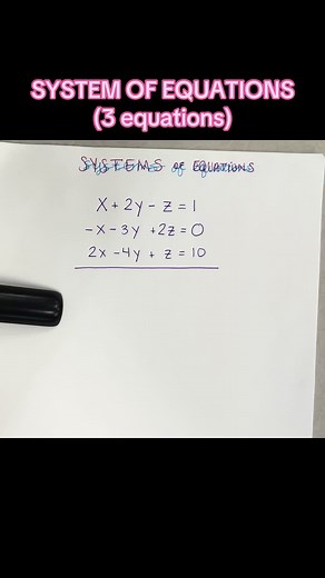 Solving a system of equations with three equations 📐 #math #mathteacher #algebra2 #algebra2regents #algebra2honors #algebra2review #systemsofequations #algebra2resources #teachersoftiktok