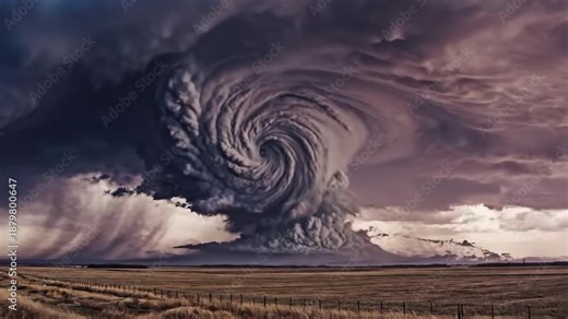 Observing a Powerful Tornado Vortex Forming Over Open Plains
