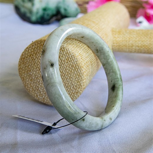 58MM Rare Light Green & White Burmese Jade Bracelet Grade A Natural Jadeite Jade Bangle Translucent With a Unique Luxurious Luster - Etsy