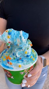 That ice cream pull has us drooling. 🤤 Our NEW Mario's Super Birthday Blast Creation™ is going to be your new favorite! | Cold Stone Creamery