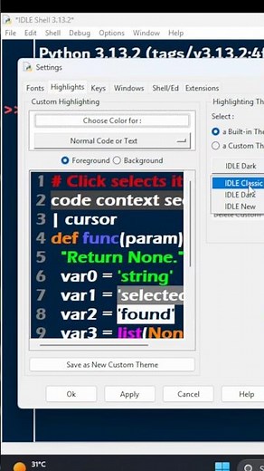 PYTHON IDLE FONT & THEME | Quick Python Tip #shorts #programming #python #pythonforbeginners