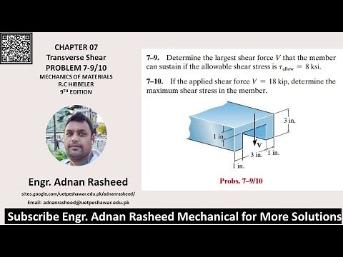 7-9/10 Determine largest shear force and determine max shear stress | Mech of Materials RC Hibbeler