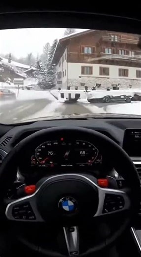 POV BMW M3 Winter Drive — Supercar Loses Traction on Slippery Road