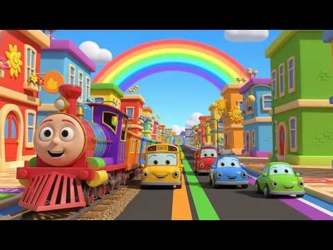 Rainbow Color Train Vehicles 🚗🚒 Learn Colors & Vehicles for Kids | Fun Nursery Rhymes