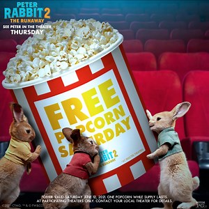 6K views · 57 reactions |  It's free popcorn Saturday!  Grab your bunnies! See #PeterRabbit2 TODAY and get a FREE small popcorn with your ticket purchase at select theatres. ️: cinemark.com/peter-rabbit-2-the-runaway?utm_source=fb&utm_medium=social&utm_campaign=int&utm_studio=sony&utm_content=Organic | Cinemark | Facebook