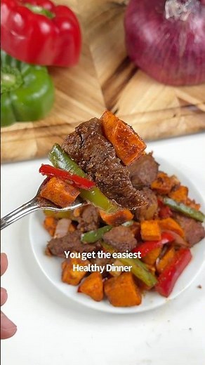 Healthy 10-Minute Steak & Sweet Potato Fajita Dinner 🤤🔥🙌