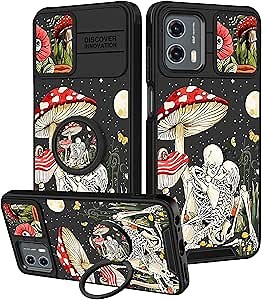 for Moto G 5G 2023 Case - Cute Skeleton Skull Phone Cover Goth Funny Cool Horror Scary Spooky Design with Camera Cover and Ring Stand Funda for Motorola G 5G 2023